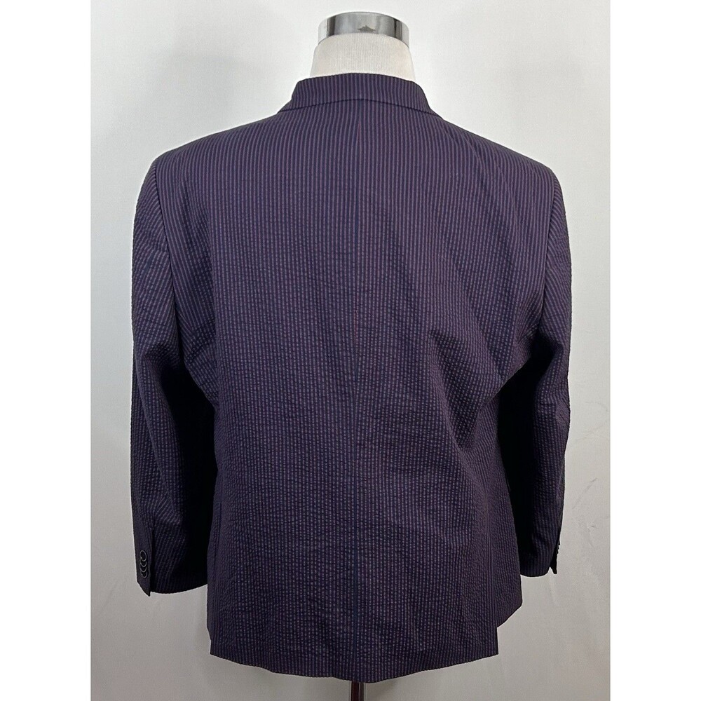 Tommy Hilfiger 42S Seersucker Sport Coat Red Blue Striped Two Button Double Vent - Picture 6 of 8